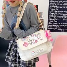 Sanrio 1pc Cartoon Kitty Large Capacity Handbag, Shoulder Crossbody Bag, Student Practical Lightweight Tuition Bag, Ins Style Storage Tote Bag, Cute Printed, Suitable As Student Back To School Gift