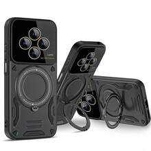 Redmi 14C 4G/Compatible Poco C75 4G Phone Case With Ring Holder, Large Window Design - Black - View 2