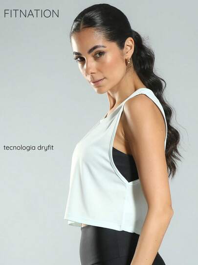 FITNATION Regata fitness cropped com tecnologia DRYFIT ideal para todos os esportes