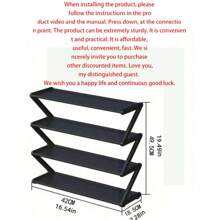 1pc 4-Tier Z-Shaped Shoe Rack, Plastic Freestanding Storage Shelf, Multifunctional Large-Capacity Storage Rack,Easy Assembly Floor Mounted Organizer For Living Room, No-Tool Installation, Stackable Home & Dorm Room Essential,Save Space, Home Organization Shoes And Boots Storage Sundries, Suitable For Corridors, Closets, Living Rooms, Bedrooms