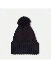 Nueva gorra tejida con ala ancha, de unicolor, cálida, de estilo versátil unisex, con forro de felpa para el invierno, adecuada para adultos