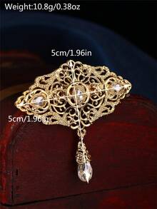 1 件摩洛哥风格女士胸针，镂空雕刻仿宝石，搭配水晶吊坠，女士派对/节日珠宝别针 - 彩色 - 查看 5