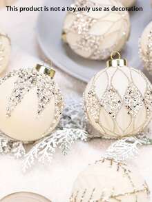 12pcs 8cm Christmas Party Decorative Balls, Rhinestone Flocked Christmas Ornaments, Plastic Hanging Decorative Balls, Suitable For Christmas Tree Decor, Home Decor, Room Decor, Bedroom Decor, New Year Decor, Christmas Decorations, Outdoor Decor, Holiday Party Decor, Christmas Party Supplies, Christmas Themed Festive Hanging Ornaments, Event Party Decor Gifts, Christmas Ornament Gift Set, Happy New Year, Gifts For Friends And Family Winter