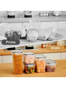 30pcsAirtight Food Storage Containers With LIDS,Vanity Plastic Kitchen Pantry Organization And Storage, Cereal, Pasta, Flour, Sugar And Cookie Storage Jars With Labels, Markers, Dishwasher, Plastic Food Preservation Jars, - Đen và trắng - Xem 7