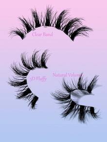 20Pairs Manga Cat Eye Style Natural Look False Eye Lashes With Clear Band Wispy Fluffy And Soft Faux Mink Lashes Makeup Extension - màu đen - Xem 2