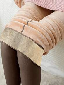 1 pieza Medias transparentes sexy de color café con leche de 300g/200g/80g para mujer, pantimedias para otoño/invierno para look de negocios y sexy, con forro polar, pantalones de fondo cálidos (adecuados para 0-15°C)