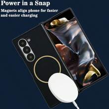 1 件 PU 皮革菱形图案磁性手机壳适用于三星 Galaxy Z Fold 7 6 5 4 3 5G - 黑色 - 查看 4