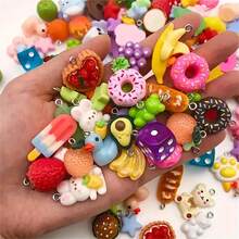 30/50/80/100pcs/Pack Random Mixed Color Realistic Cute Resin Food DIY Pendant, For DIY Earrings, Bracelets, Jewelry Making Accessories - Multicolor - View 5