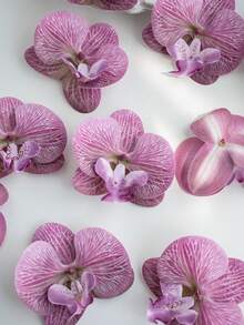 1 pezzo/6 pezzi/30 pezzi Petali di orchidea, Teste di fiori di orchidea Phalaenopsis artificiali in PU con tocco reale da 10cm, Teste di orchidea farfalla finte all'ingrosso per decorazioni floreali da matrimonio, fai da te, artigianato, baby shower, fotografia - Viola rosso - Visualizzare 1