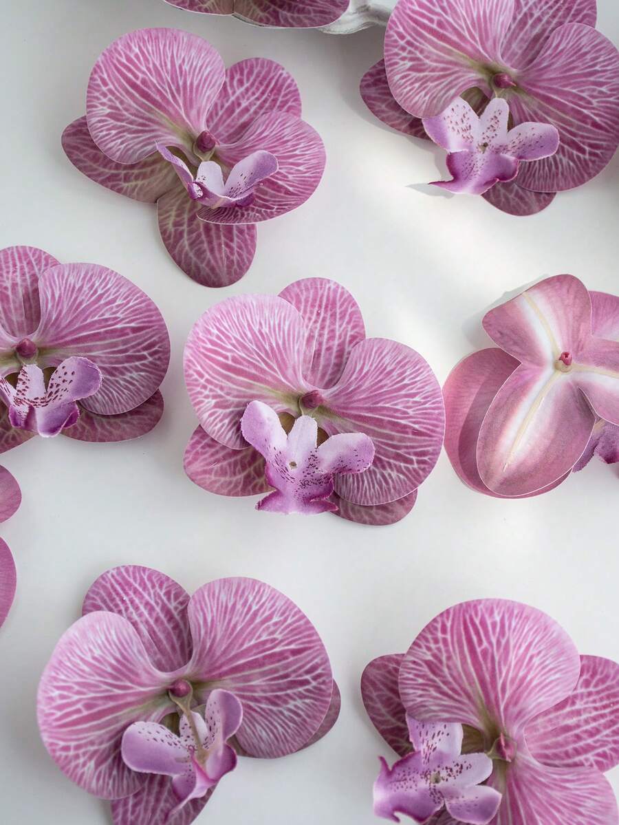 1 pezzo/6 pezzi/30 pezzi Petali di orchidea, Teste di fiori di orchidea Phalaenopsis artificiali in PU con tocco reale da 10cm, Teste di orchidea farfalla finte all'ingrosso per decorazioni floreali da matrimonio, fai da te, artigianato, baby shower, fotografia - Viola rosso - Visualizzare 1
