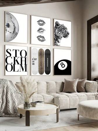 1pc Modern Simple Black And White Art Canvas Poster, Background Wall Decoration Hanging Painting,Unique Wall Art Decoration,For Bedroom Living Room Corridor Decoration,No Framed