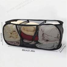 Design cu 2/3 compartimente, poate fi folosit pentru a separa și depozita haine murdare, un coș de rufe pliabil de mare capacitate, care poate fi folosit și pentru depozitarea hainelor, jucăriilor și a diverselor articole. Potrivit în special pentru utilizarea în sufragerie, dormitor și spălătorie acasă. Disponibil în mai multe culori, ușor și practic. - Multicolor - Vizualizare 4