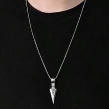 1 pieza Collar largo clásico y versátil con flecha personalizada de moda para hombres, adecuado para uso diario, regalo para el padre, novio