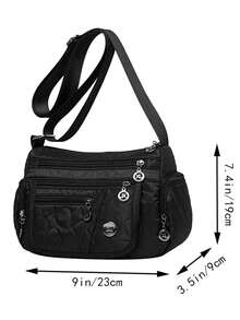 New Oxford Cloth Men's Messenger Bag, Large Capacity Crossbody Bag - Black - View 2