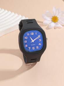 1 件果冻方形石英表，时尚钟表，适合青少年、日常使用或节日礼物