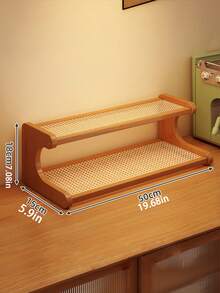 Three-Layer Thickened Drainage Board Bamboo Storage Rack, Sturdy Trapezoidal Wooden Shelf - Multifunctional, Space-Saving, Stylish Storage Tool, Suitable For Kitchens, Offices, Dressing Tables, And Home Decoration, Multi-Purpose Storage Rack