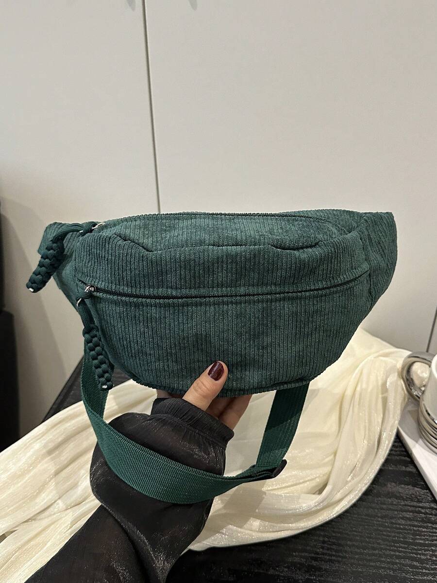 大容量灯芯绒胸包/腰包，男女通用，适合日常、运动、跑步、旅行、休闲使用