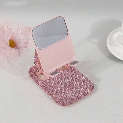 1 Giá đỡ điện thoại đính đá sang trọng có thể gập lại và di động, Giá đỡ để bàn nhiều màu thời trang, Giá đỡ đa thiết bị nhỏ gọn cao cấp, Kim tuyến cắt thủy tinh cao cấp, Móc treo thiết bị đa năng có thể điều chỉnh, Phụ kiện du lịch