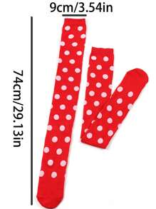 Un par de medias decoradas con lunares rojos, ropa decorada con lunares tipo mariquita, adecuado como accesorios de disfraz para fiestas festivas, bailes de maquillaje, uso en Halloween, regalos, cosas lindas.