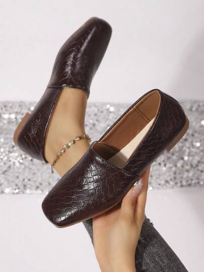 2025 Nuovi Classici Retrò Ballerine Quadrate A Basso Tacco Da Donna, Stile Preppy Scolastico, Decorazione Con Strass, Adatte Per Ufficio E Casa