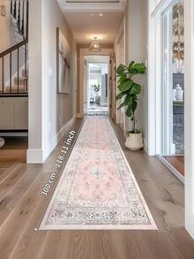 1 peça de tapetes rosa, estilo boêmio, tapete de corredor, 850g/m², 0,5cm de espessura, antiderrapante, lavável e lavável à máquina, decoração de casa, sala de estar, cozinha, corredor, quarto, sala de jantar, escritório, todas as estações