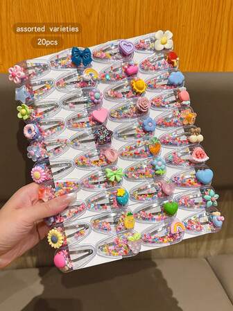 20个随机可爱款式BB发夹，适合日常使用发饰