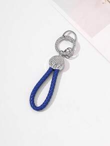 1pc Rhinestone Leather Keychain, Deer Horn Design Meaning "With You All The Way", Available In Black, Dark Brown, Blue, Light Brown, Pink, Rotatable Silver Head, Zinc Alloy Material, Minimalist, High-End, Suitable As Small For Friends And Family Halloween Accessories Teachers Day Christmas Gift Ideas Bag Accessories Lanyards With Id Holder Car Accessories Bag Charms