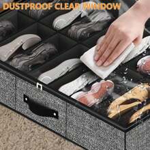 1 件 12 格可折叠床下鞋盒，12 个隔层防尘无纺布可堆叠鞋子收纳盒，节省空间且结构坚固，由 2 毫米厚纸板制成，适用于高跟鞋和运动鞋，29.3 英寸，家庭必备整理和收纳 - 彩色 - 查看 5