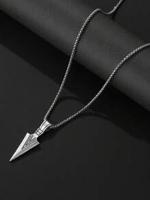 1 pieza Collar largo clásico y versátil con flecha personalizada de moda para hombres, adecuado para uso diario, regalo para el padre, novio