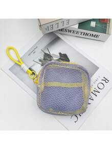 Pochette étanche pour cosmétiques 2025 Dopamine Tofu avec design en maille, grand sac d'articles de toilette de voyage pour produits de maquillage et d'hygiène | Étui de rangement à compartiments multiples avec fermeture éclair et sangle antidérapante. La couleur du nœud est aléatoire.