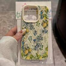 Funda protectora TPU con patrón floral de flores de limón compatible con iPhone 16 Pro Max, iPhone 16 Pro Max 14 16 Plus 15 13P 12 11, duradera y anti-caídas, con un diseño elegante