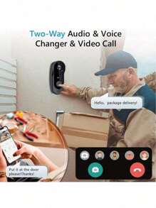 1个智能无线可视门铃摄像头，带报警功能 - 支持双向语音通话，用于家庭安全监控。配备夜视功能、可充电电池、可视门铃和对讲系统，提供极致的居家安全保障。适合作为节日礼物、万圣节礼物、圣诞节礼物、父亲节礼物、母亲节礼物、朋友礼物。 - 彩色 - 查看 6