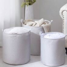 1 bucată, coș de depozitare clasic cu dungi, coș de depozitare multifuncțional pliabil, coș de depozitare ușor, depozitare articole diverse în sufragerie, depozitare haine de baie, coș de haine murdare, potrivit pentru sufragerie, baie și bucătărie, esențial pentru casă, depozitare zilnică, organizarea hainelor, accesoriilor, șosetelor și lenjeriei intime, depozitarea jucăriilor, depozitarea gustărilor. - Dungi gri - Vizualizare 6