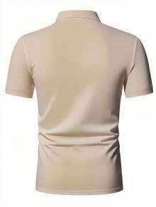 GRDR Men's Summer Polo Collar Half Zip Short Sleeve T-Shirt, Suitable For Outdoor, Vacation And Casual Wear - Apricot - View 4