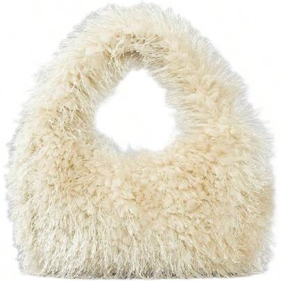 Faux Fur Fluffy Hobo Bag Furry Handbag Purse Y2K Fuzzy Tote Bag,  Cute Plush Purse For Women