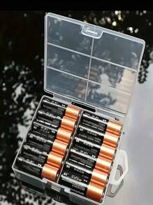 1/2pcs Transparent Battery Storage Box, Can Hold 24pcs AA Or 24pcs AAA Batteries, Back To School