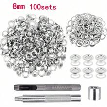 100 zestawów metalowych przelotek o średnicy 6/8/10 mm z oczkami i wzorem, okrągłe pierścienie oczkowe do majsterkowania, naprawy obuwia, toreb, odzieży, pasków, kapeluszy
