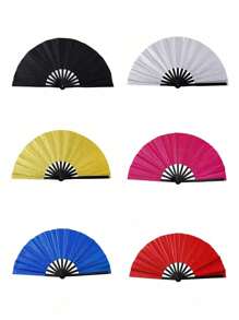 1 件手扇，闪亮纯色折叠扇。可折叠手扇，- 狂欢扇 - 优质面料大折叠扇，排舞，太极舞扇，尼龙布复古面料扇，舞台表演折叠扇，DIY 涂鸦纯色扇，适合男士/女士，节日，舞蹈，礼物