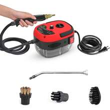 Limpiador de Vapor de Mano portátil de 2500 W, máquina de Limpieza a Vapor presurizada de Alta Temperatura con Cabezales de Cepillo para Muebles de Cocina, baño y Coche, Rojo - 1 - Ver 9