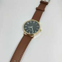 Men's Brown Leather Watch - Khaki - View 2
