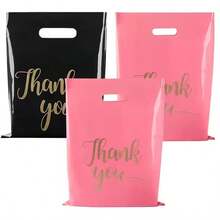 50 Piece Black Thank You Gift Wrap Bag - Black 50pcs - View 7