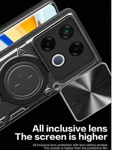 Infinix GT 20 Pro 5G 手机壳，带滑动摄像头盖和旋转环支架 - 黑色 - 查看 7