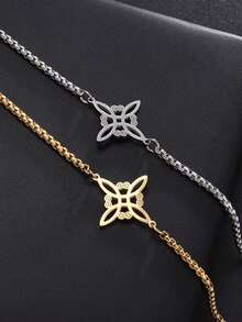 1pc Stainless Steel Necklace, Charming Witch Knot Bracelet, Celtic Knot Lucky Personalized Korean Style Sharing Bracelet Accessory, Fashion Casual Jewelry Gift For Men & Women - Bracelet - View 2