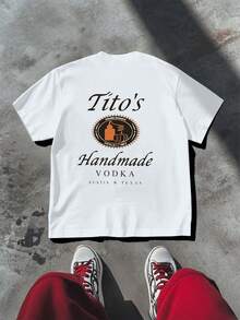 Tito's Handmade Vodka Austin Texas Graphic Tee Double Printed 100% Cotton Casual T Shirt - 白色 - 查看 3
