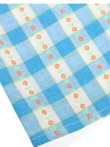 Camisa de mujer con mangas largas y recogidas, botones delanteros, con inserto de encaje y estampado a cuadros - Azul - Ver 7