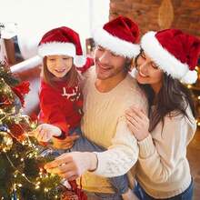 圣诞帽，圣诞帽，圣诞节日帽，红色中性款，双层加厚天鹅绒，保暖舒适，2026新年假日派对最佳礼物，生日、新年派对用品及礼物，圣诞装饰品，圣诞冬季房间装饰，圣诞家居装饰，圣诞礼物，圣诞装饰 - 彩色 - 查看 10