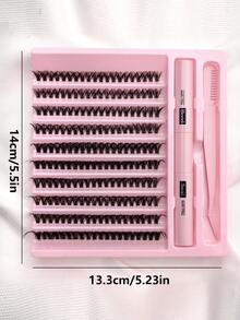 200片/200片*2 DIY睫毛嫁接套装，单簇睫毛，D型卷翘，8-16毫米混合长度，包含睫毛胶水、封层剂和睫毛嫁接工具，方便在家进行睫毛嫁接 - 黑色 - 查看 8