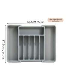 1 pieza Organizador de cajón de cubiertos expandible, Soporte para utensilios de cocina, Compartimentos ajustables para cucharas, tenedores, cuchillos, Recipiente de almacenamiento de cocina de plástico, Decoración del hogar, Almacenamiento para fiestas y Navidad