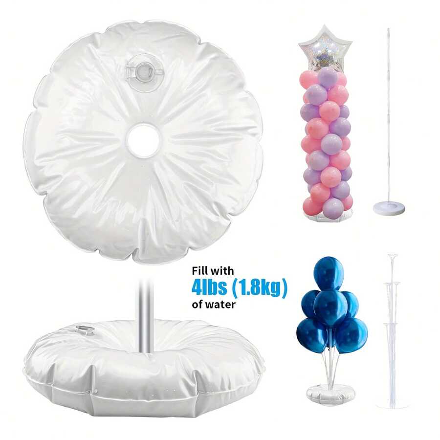 2/4pcs Reusable White Balloon Stands With Weight Bags - Durable Plastic For Tabletop Display, Suitable For All Seasons And Holidays, Balloon Display | Decoration Stands | Reusable Plastic