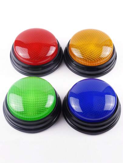 4 包游戏蜂鸣器 - 带灯光和声音的家庭争吵蜂鸣器、用于教室、测验派对的答案蜂鸣器、用于游戏节目的蜂鸣器、成人和教师用品